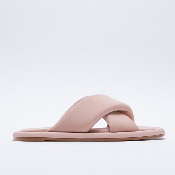 Zara Mauve Quilted square toe sandals/ slides - Picture 2 of 8